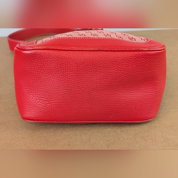 Dooney & Bourke | Red Signature Bucket Drawstring Shoulder Bag, Cloth & Leather - Picture 10 of 16